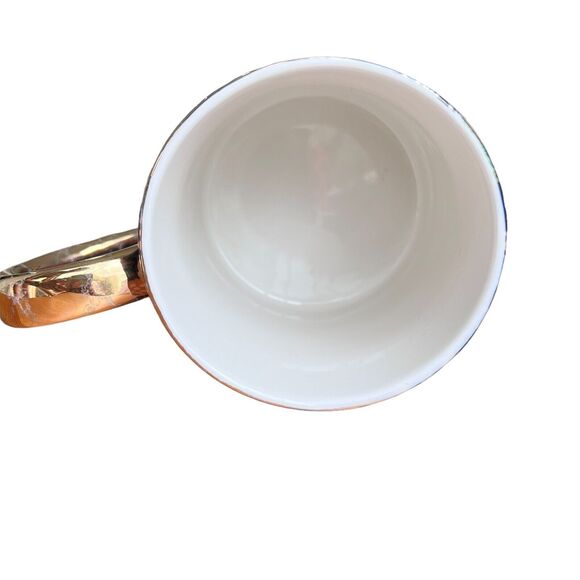 Anthropologie Floral Coffee Mug Cup Gold Initial 'D' Monogram Flower Colorful - Picture 7 of 10